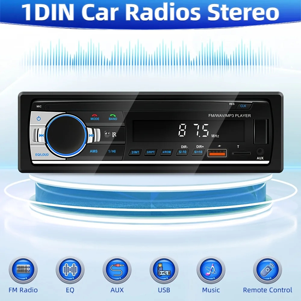 1DIN In-Dash FM Car Stereo,MP3 Player,RCA/USB/SD/AUX-IN Support,Vehicle System