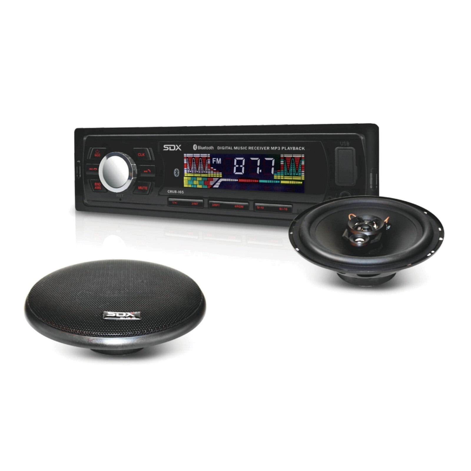 SDX Audio Digital Radio Receiver and Music Player with 6.5” 300W Speaker Combo