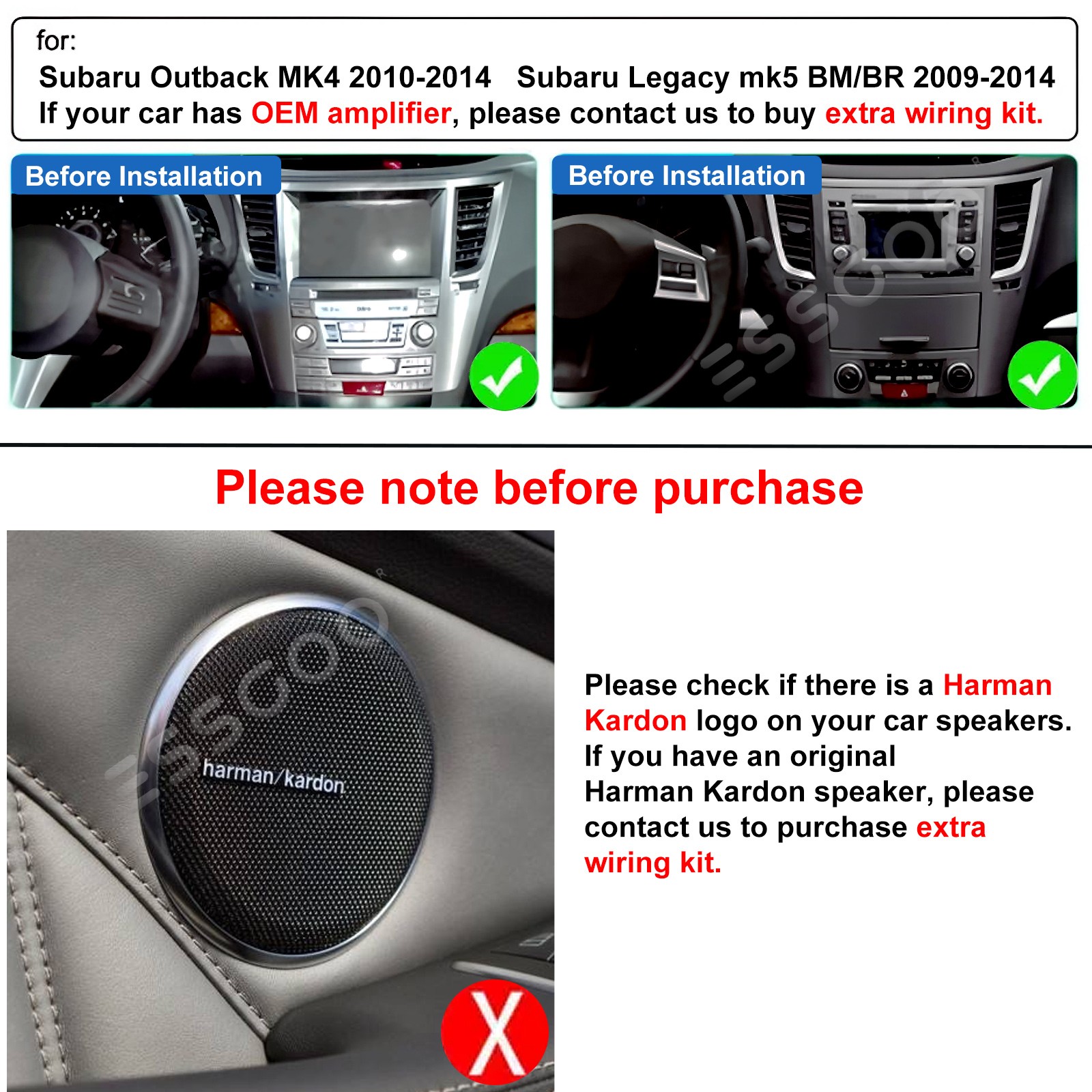 CarPlay For Subaru Legacy Outback 2009-2014 Car Stereo Radio Android 15 GPS 64GB