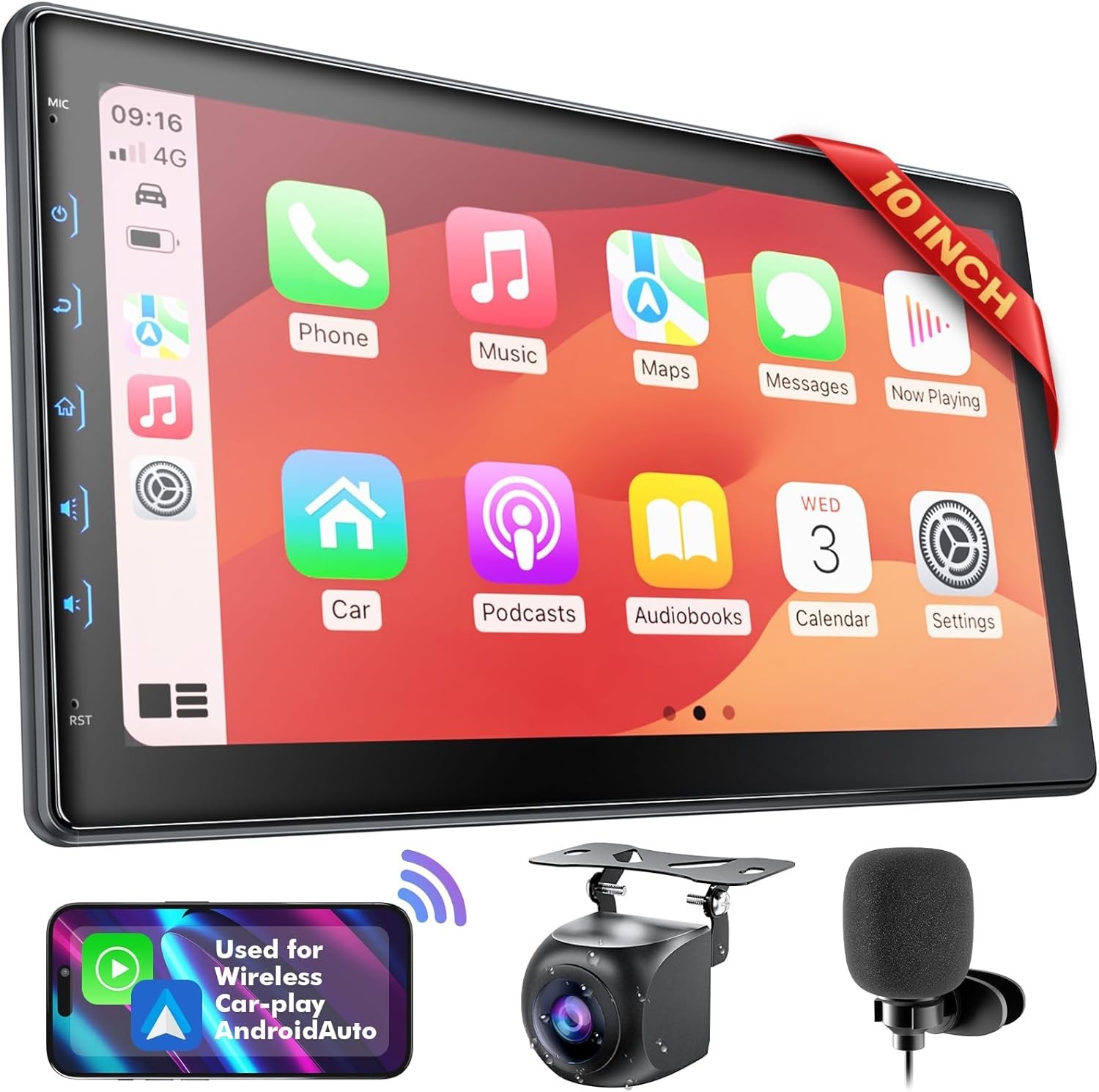 10 Inch IPS Touch Screen Car Stereo – Wireless CarPlay & Android Auto Ready