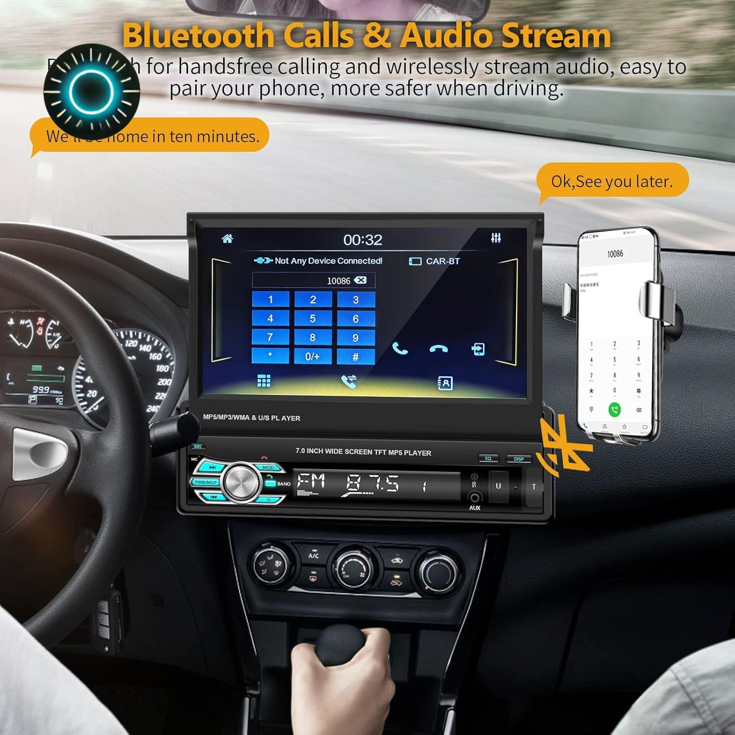 Single Din Car Stereo Bluetooth Backup Camera 7 Inch Touchscreen MP5 Player NEW