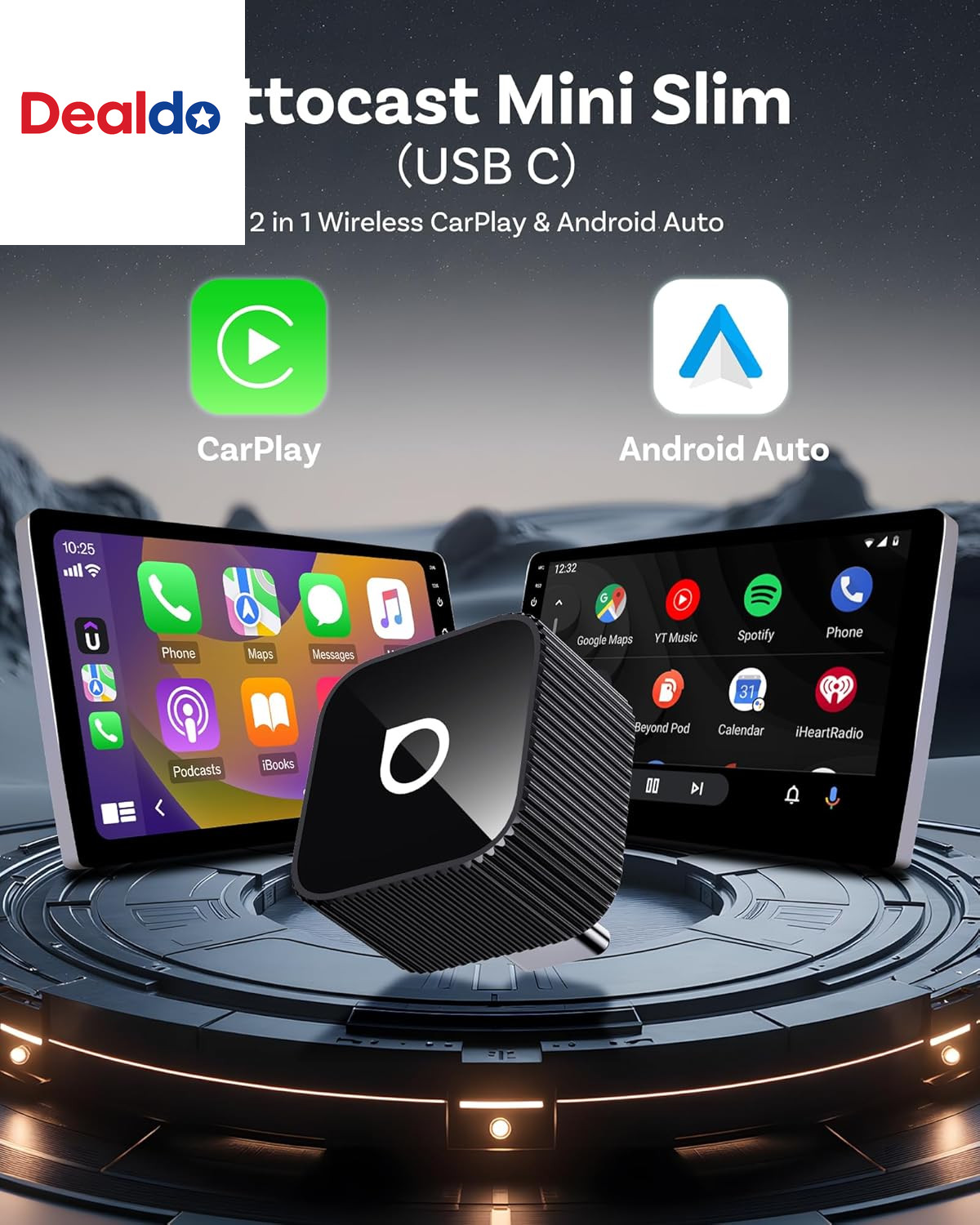 Mini Cube 3.0 USB C Wireless Carplay & Android Auto Adapter 2026– Plug & Play, F
