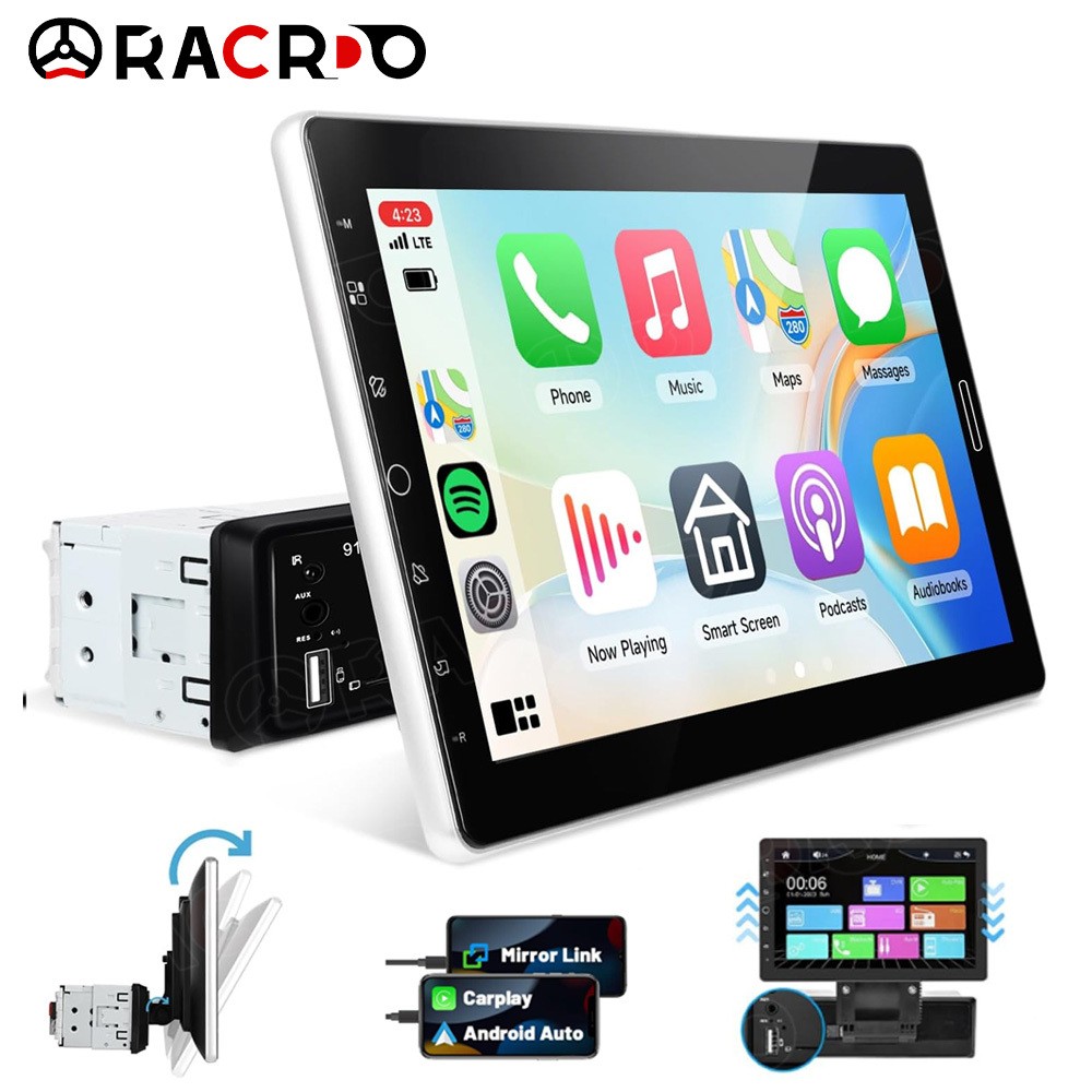 10.1″ Carplay Car Stereo Radio Single 1Din Rotatable Touch Screen Bluetooth MP5