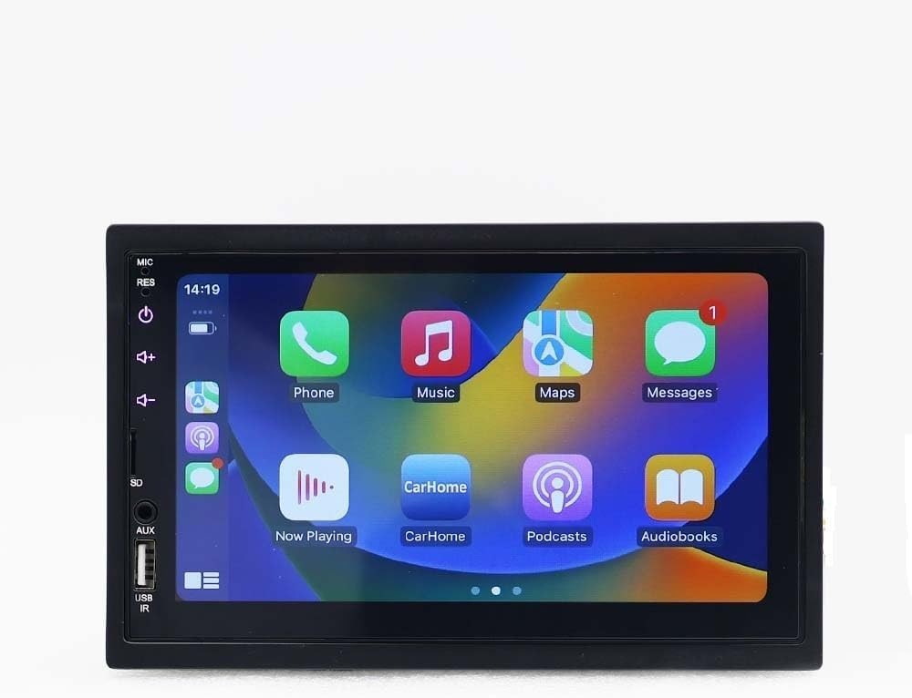 HZEX 7″ Wireless CarPlay Android Auto Double Din Car Stereo, 2-Din Media Radio