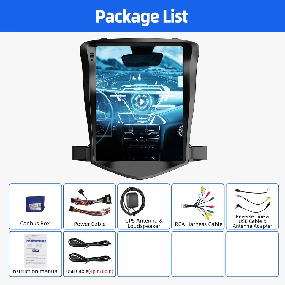Car Radio Stereo For Chevy Cruze 2011-2015 Android 15 Apple Carplay GPS Navi