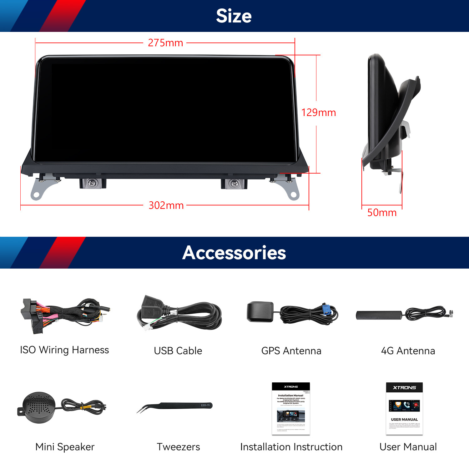 10.25″ Android 12 Car GPS Radio Stereo Navi 64G BT for BMW X5 X6 E70 E71 CIC CCC