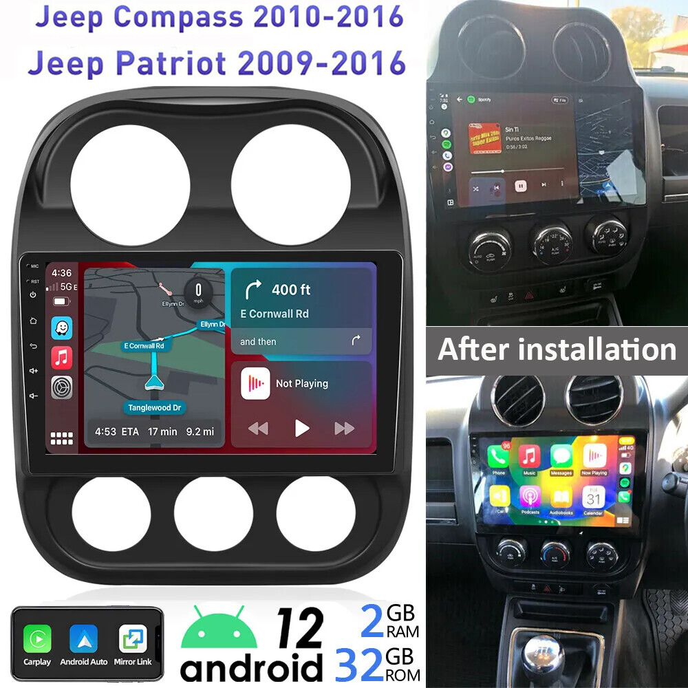 4+64GB For Jeep Compass 2010-2016 Radio Stereo GPS Nav Android 13 Apple Carplay