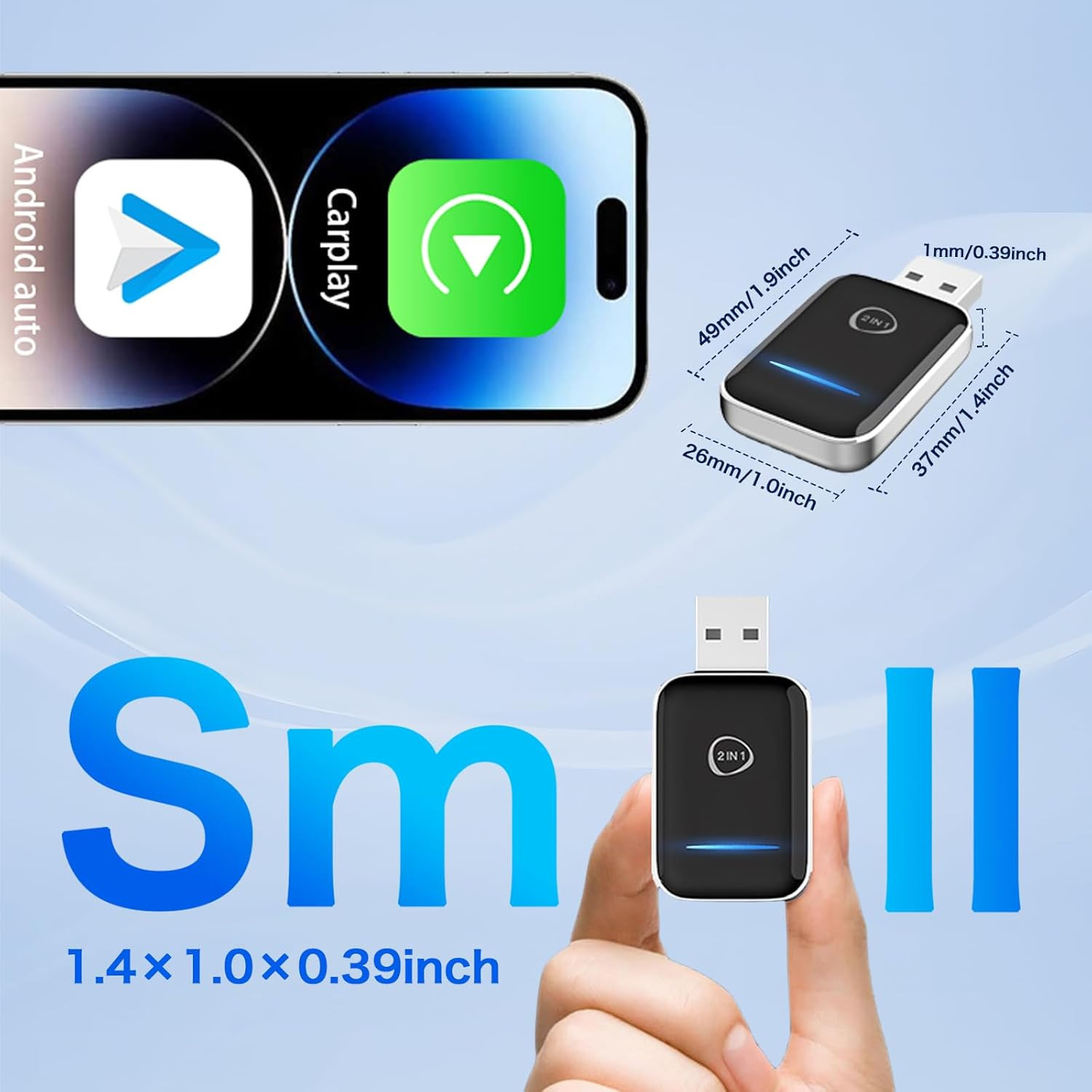 2-In-1 Wireless Carplay & Android Auto Adapter (2026 Upgraded), Fast 5Ghz/2.4Ghz