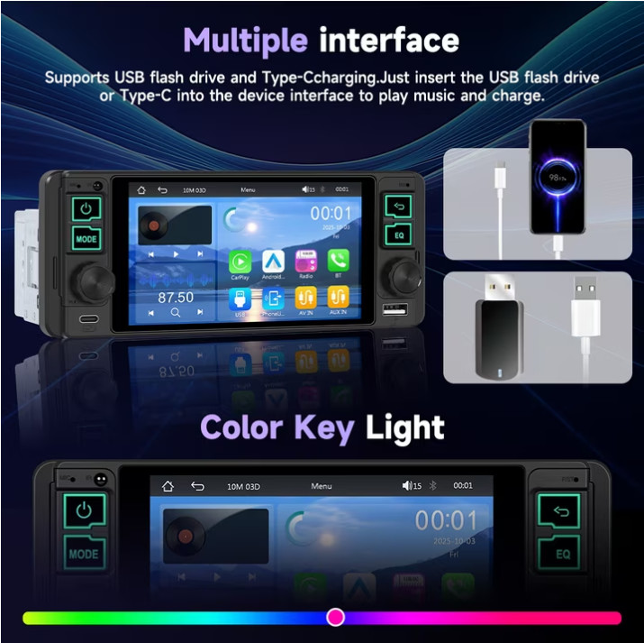 Estereo De Pantalla con Bluetooth Para Coche Carro Auto MP3 Player RM/RMVB/AVI/M