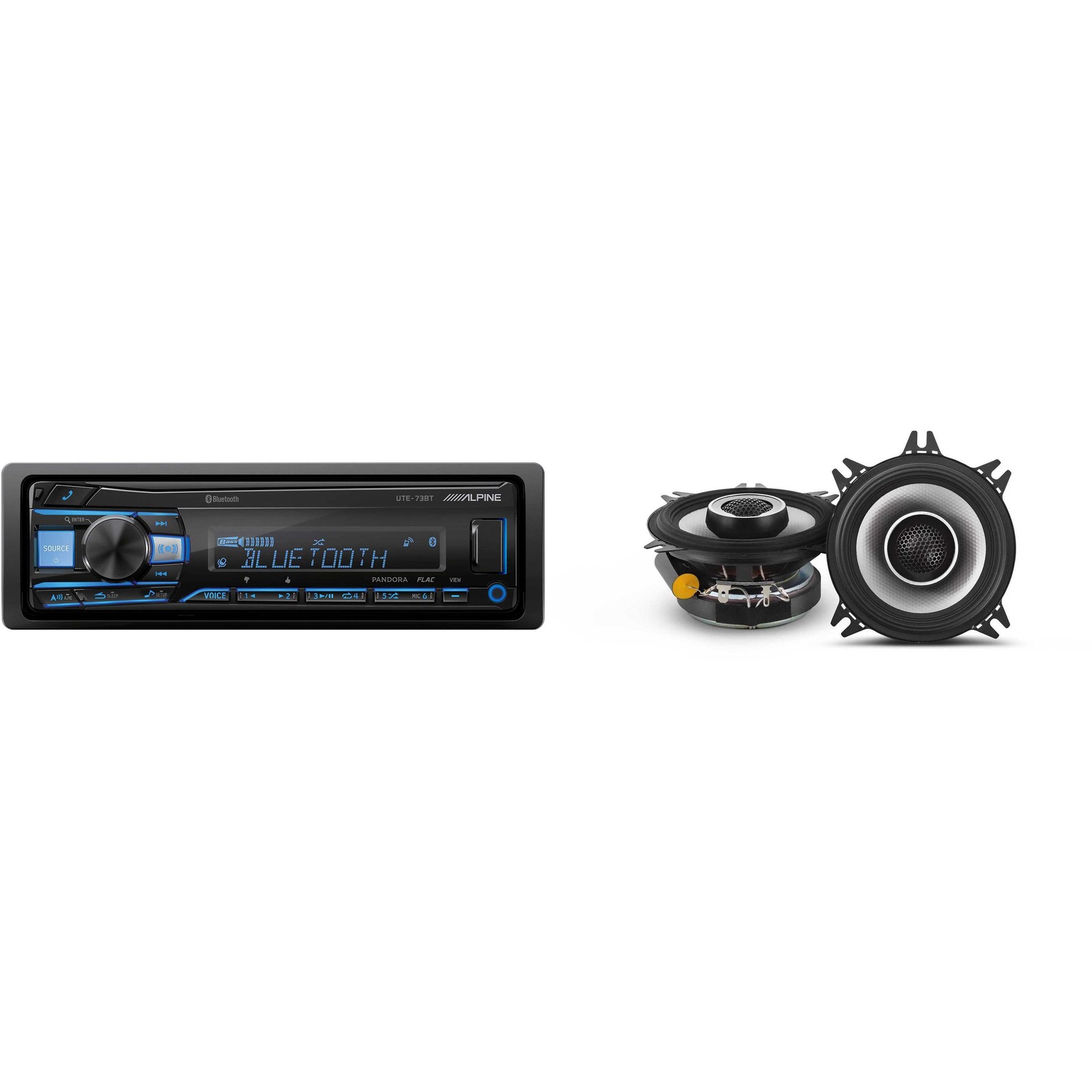 Alpine UTE-73BT Mech-less Digital Bluetooth Media Receiver with 1 Pair Alpine…
