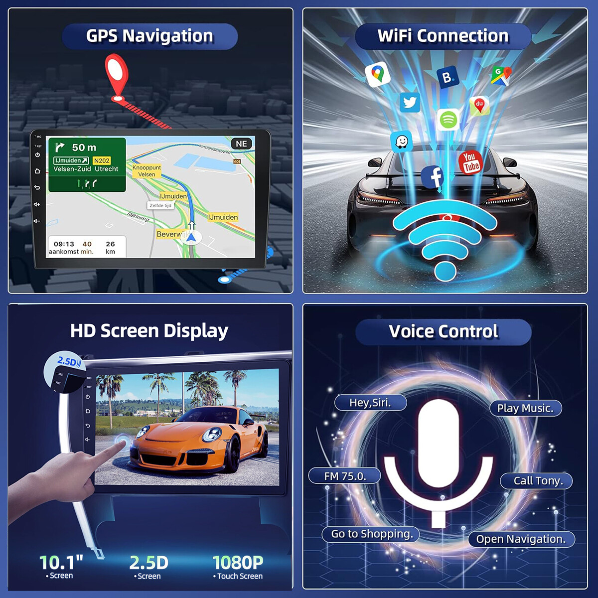 For Toyota Camry 2015 2016 2017 QLED Touch Screen Car Radio BT GPS RDS Cam