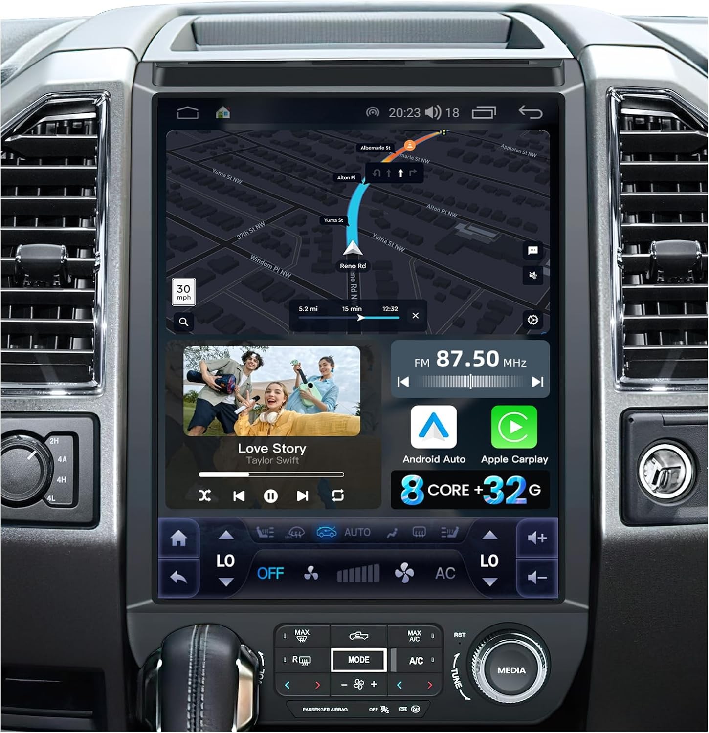 8Core 4+32G Android13 Car Stereo Radio CarPlay GPS Navi For 2015-2020 Ford F150