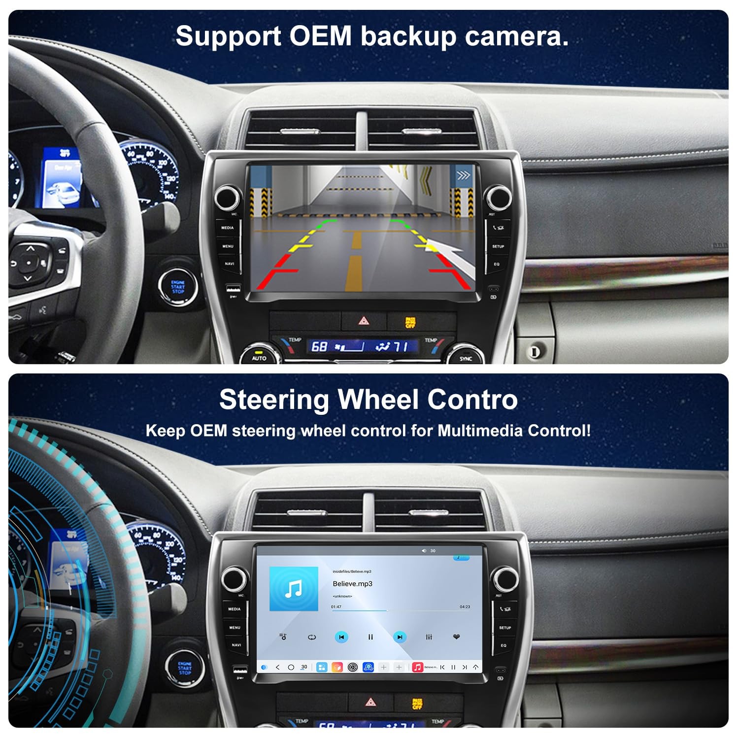 10″ Touchscreen Wireless Carplay Android Auto Stereo for 2015-2017 Toyota Camry