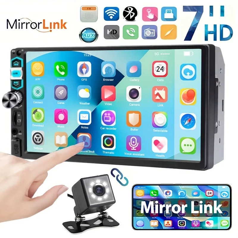7″ HD Car Stereo Radio 2 Din MP5 Player with Backup Camera Support Mirror Link