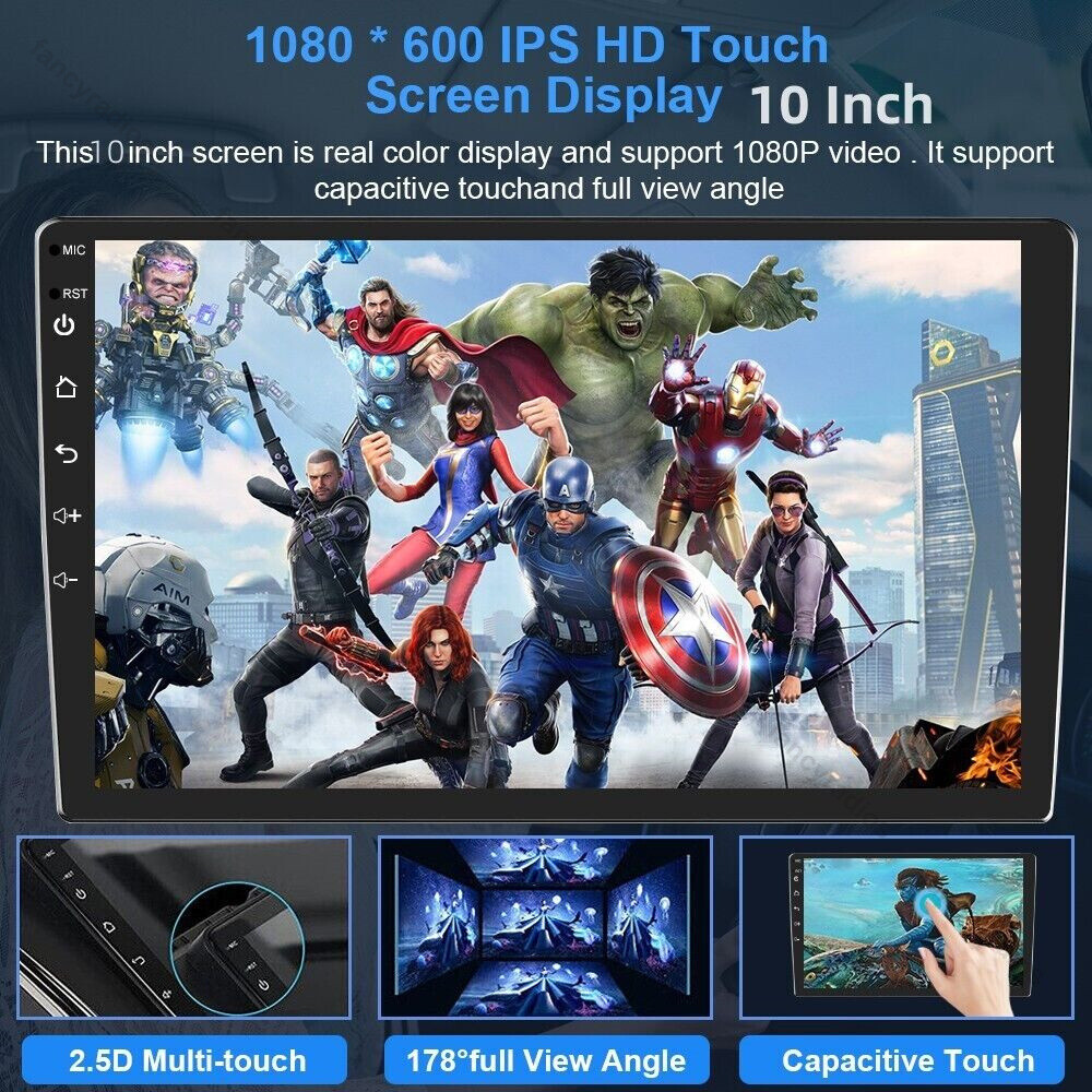 4+64GB 10.1″ 2DIN Android 13 Car Stereo Carplay GPS Navi WiFi Touch Screen Radio