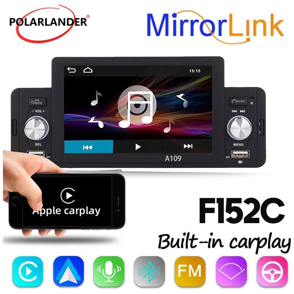 5″ Single Din Apple CarPlay Car Radio Bluetooth MP5 Player Touch Screen FM/USB