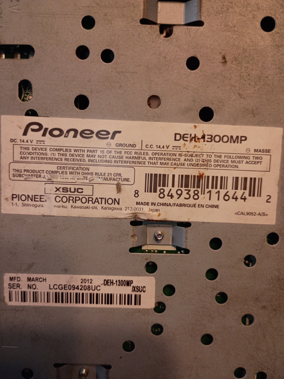 Pioneer DEH-1300MP 1 DIN CD Player Auxiliary Input MP3 WMA Playback Car Audio