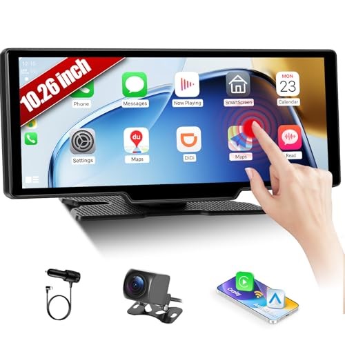 10.26″ Portable CarPlay Screen for Car, Wireless Car Play & Android Auto, black