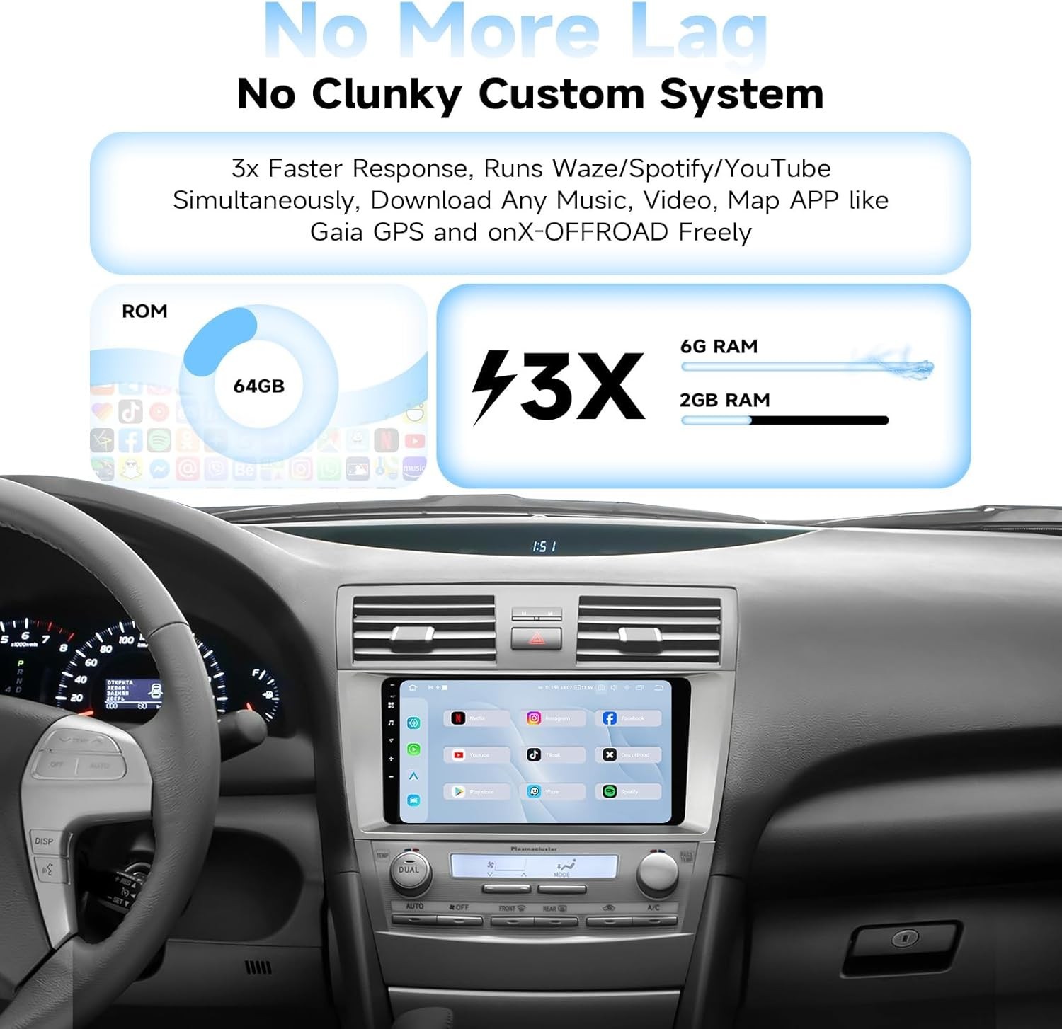 Dasaita Android 13 Car Stereo for Toyota Camry 2007-2011 DTS Support OEM Camera