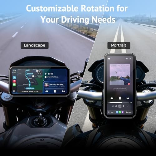 6.25″ Wireless Motorcycle CarPlay Screen with Android Auto,Built-in TPMS,IP67