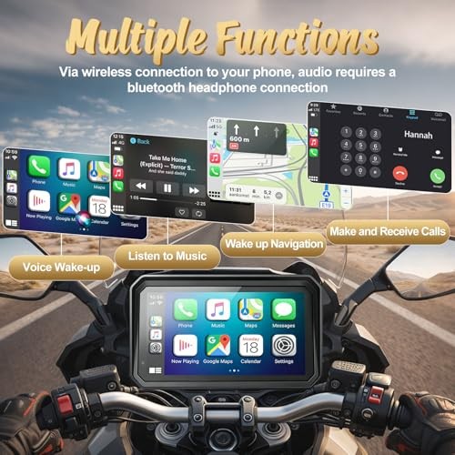 6″ Wireless Motorcycle Carplay with Android 6Inch Screen+Mounting Bracket
