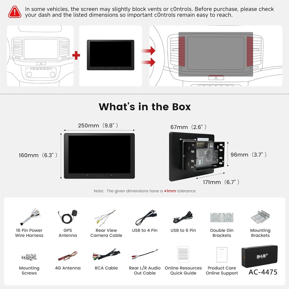 ATOTO 10.1″ S8Gen4 2 Din Android DAB+ Car Stereo 4G LTE GPS AI Voice Radio 4+64G