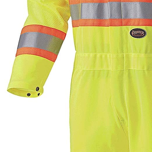 Traffic Safety Coverall ANSI 107-20 Class 3 Type P & R, XS, Yellow/Green