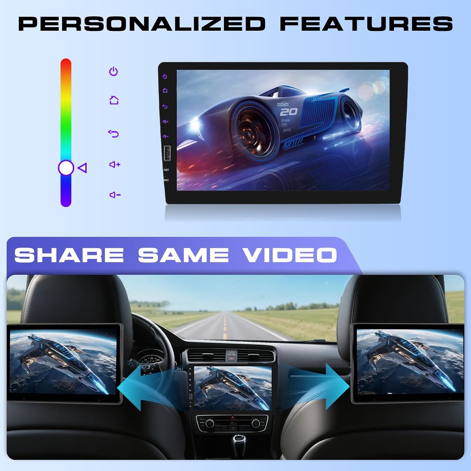 Single Din Car Stereo 9in IPS Touch Screen Wireless Phone Link Bluetooth FM AM X