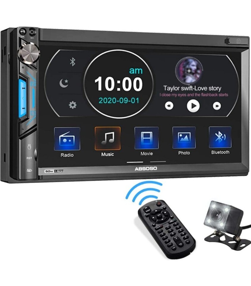 ABSOSO in-Dash Digital Media Car Stereo – Double Din 7 Inch HD Touchscreen Car R