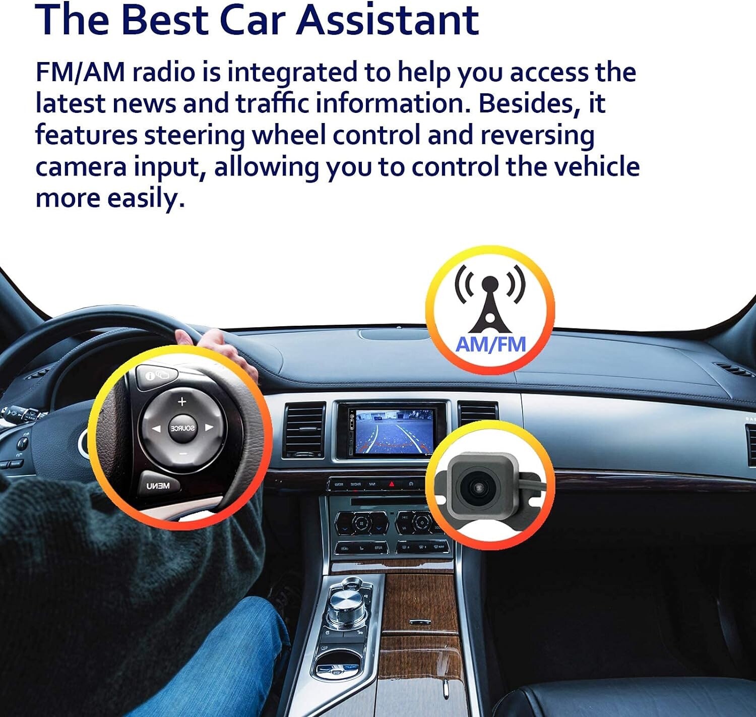 Double Din 7″ Car Stereo W/ Backup Cam Android/Apple Carplay Radio Touch Screen