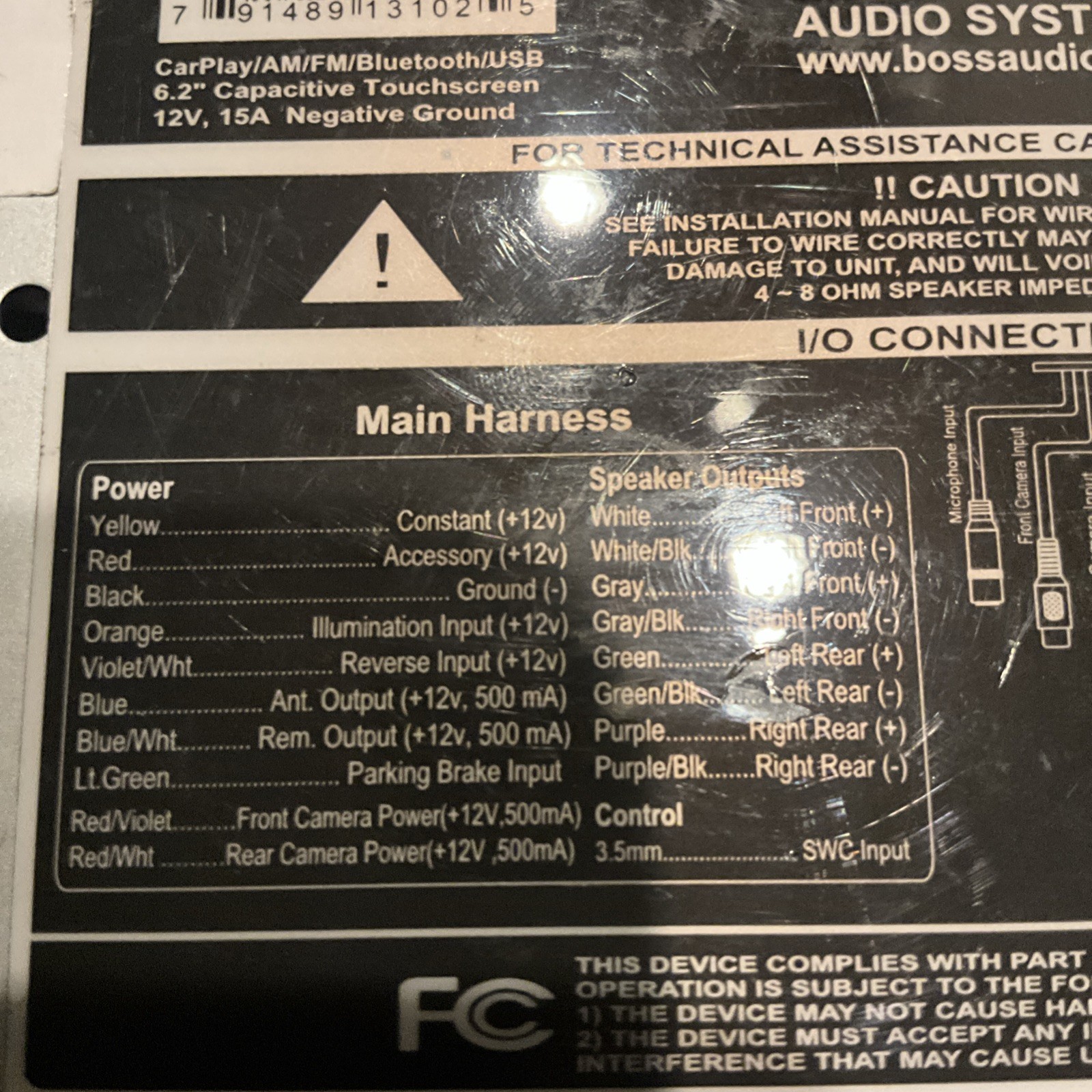 Boss Audio Systems BE62CP with Bluetooth and Apple Car Play Adapter and wiring