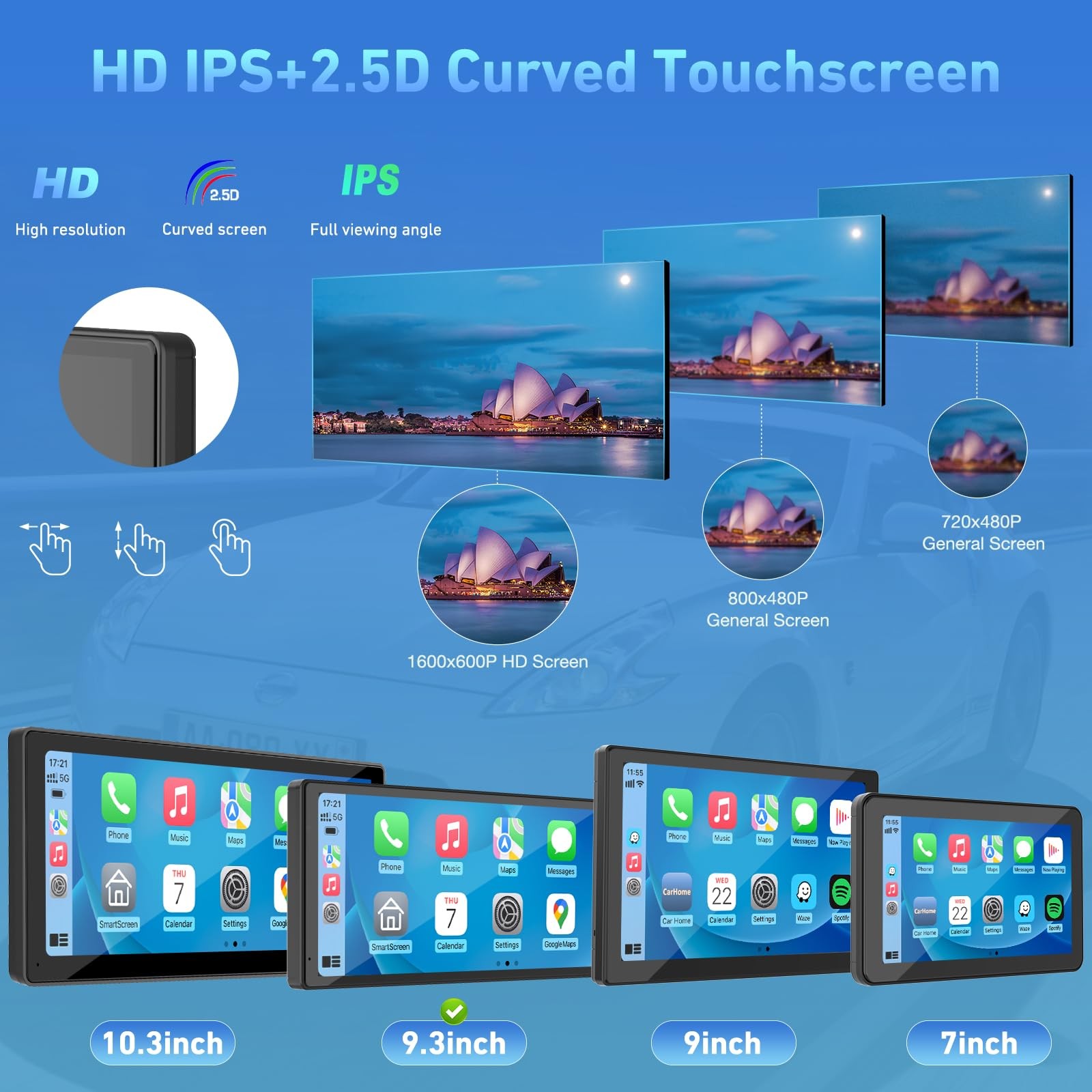 9.26 Inch Carplay Screen for Car, Compatible with Wireless/Wired Apple CarPla…