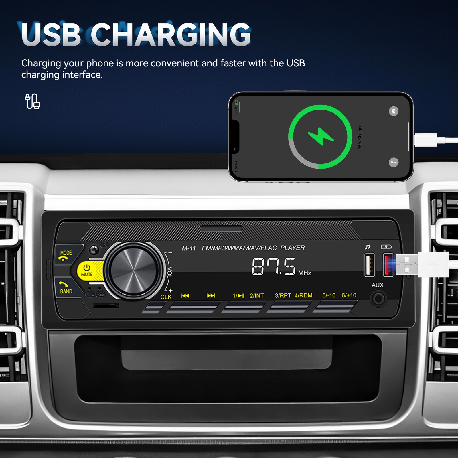 Audio Systems 616UAB Car Stereo, Bluetooth, MP3, USB, Aux In, AM/FM Radio RED