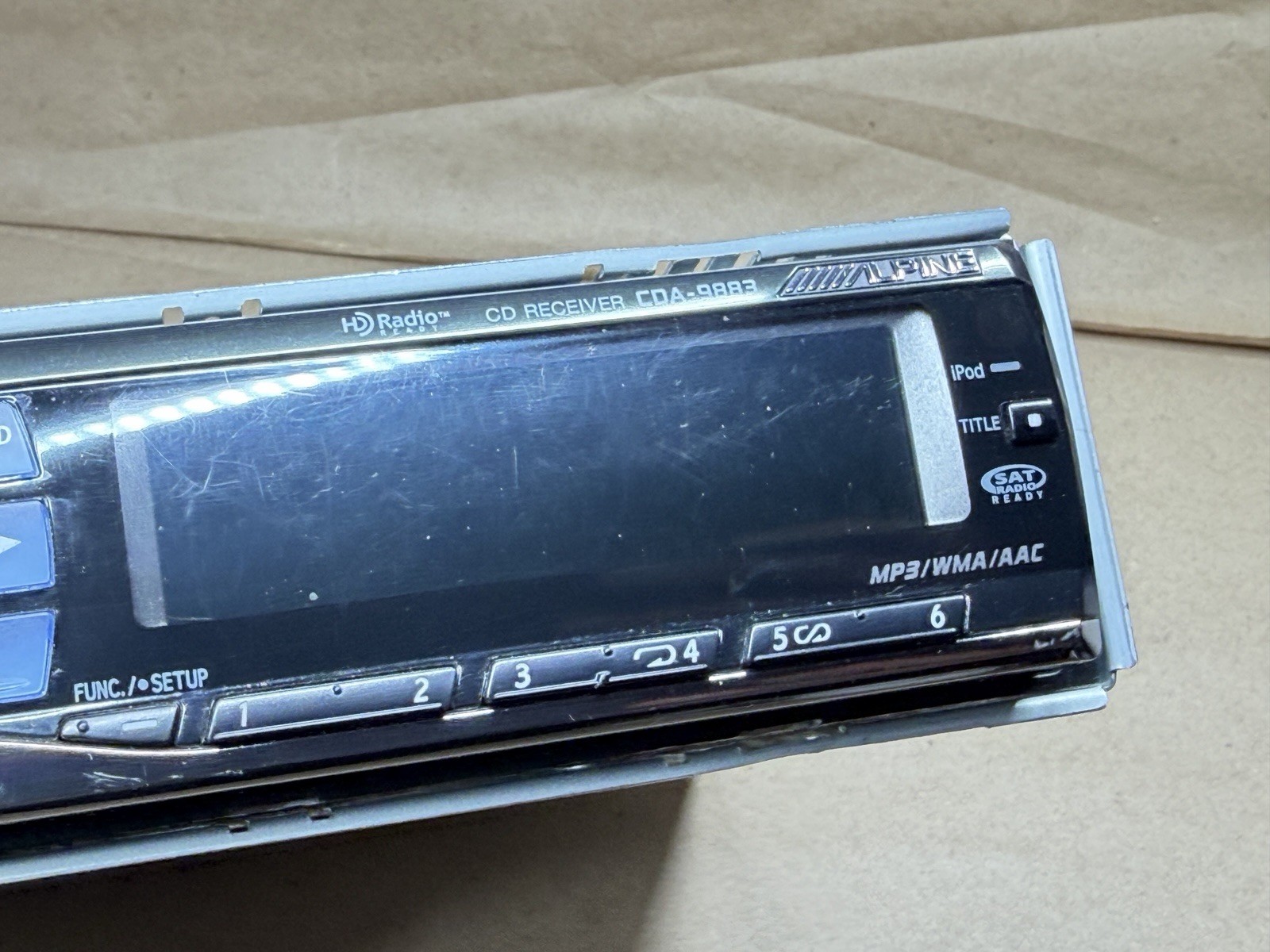Alpine Car Radio CD MP3 WMA AAC HD Sat Ai-NET Ready CDA-9883 *Missing Knob*
