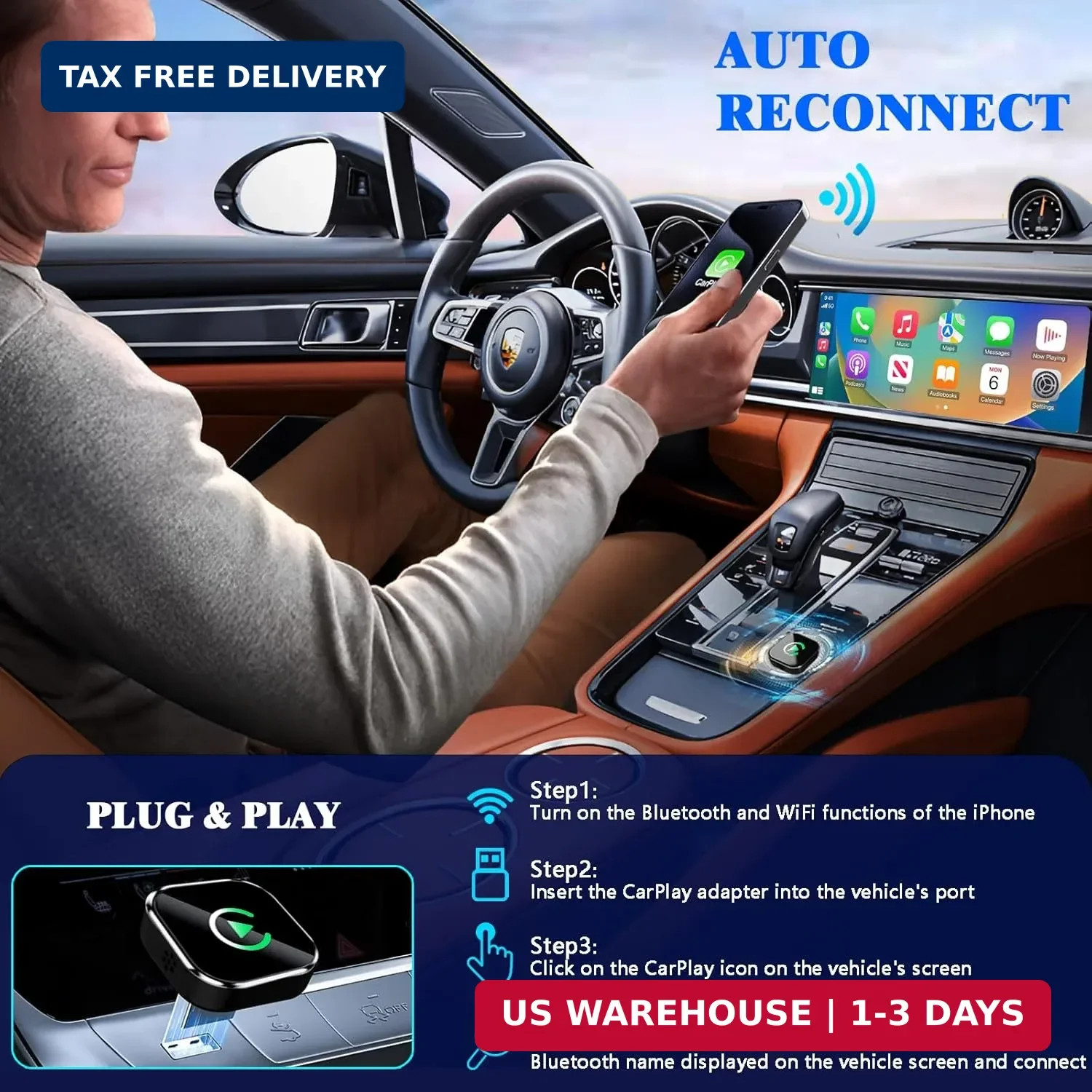 Wireless CarPlay Adapter, 2026 Upgraded Wired to Wireless for Apple CarPlay & An