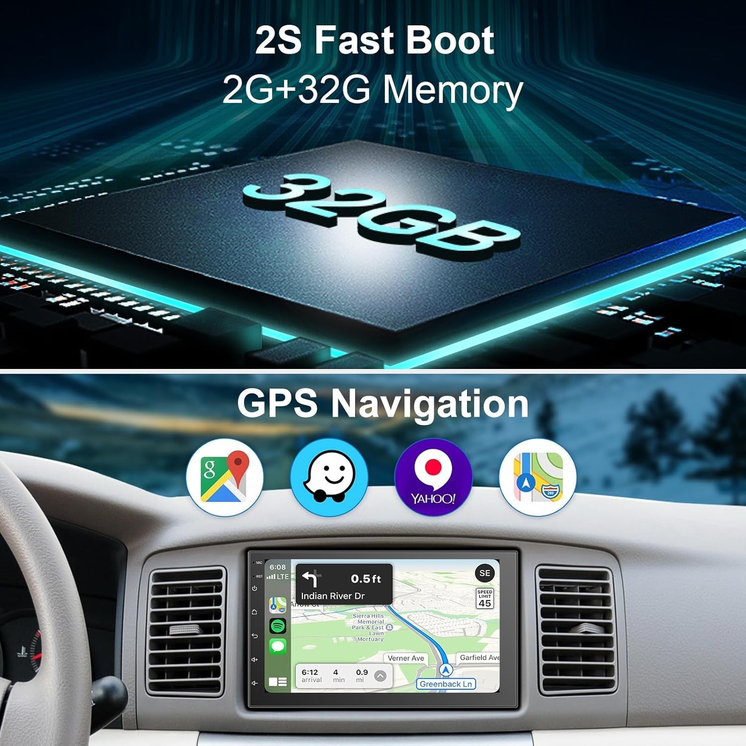 All-in-One 7-Inch Car Stereo with Bluetooth, Wi-Fi, and Dual Camera Integration