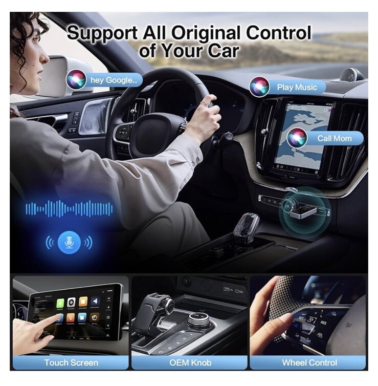 Wireless CarPlay Adapter for Apple – 2024 Slim Edition Plug & Play Connection…