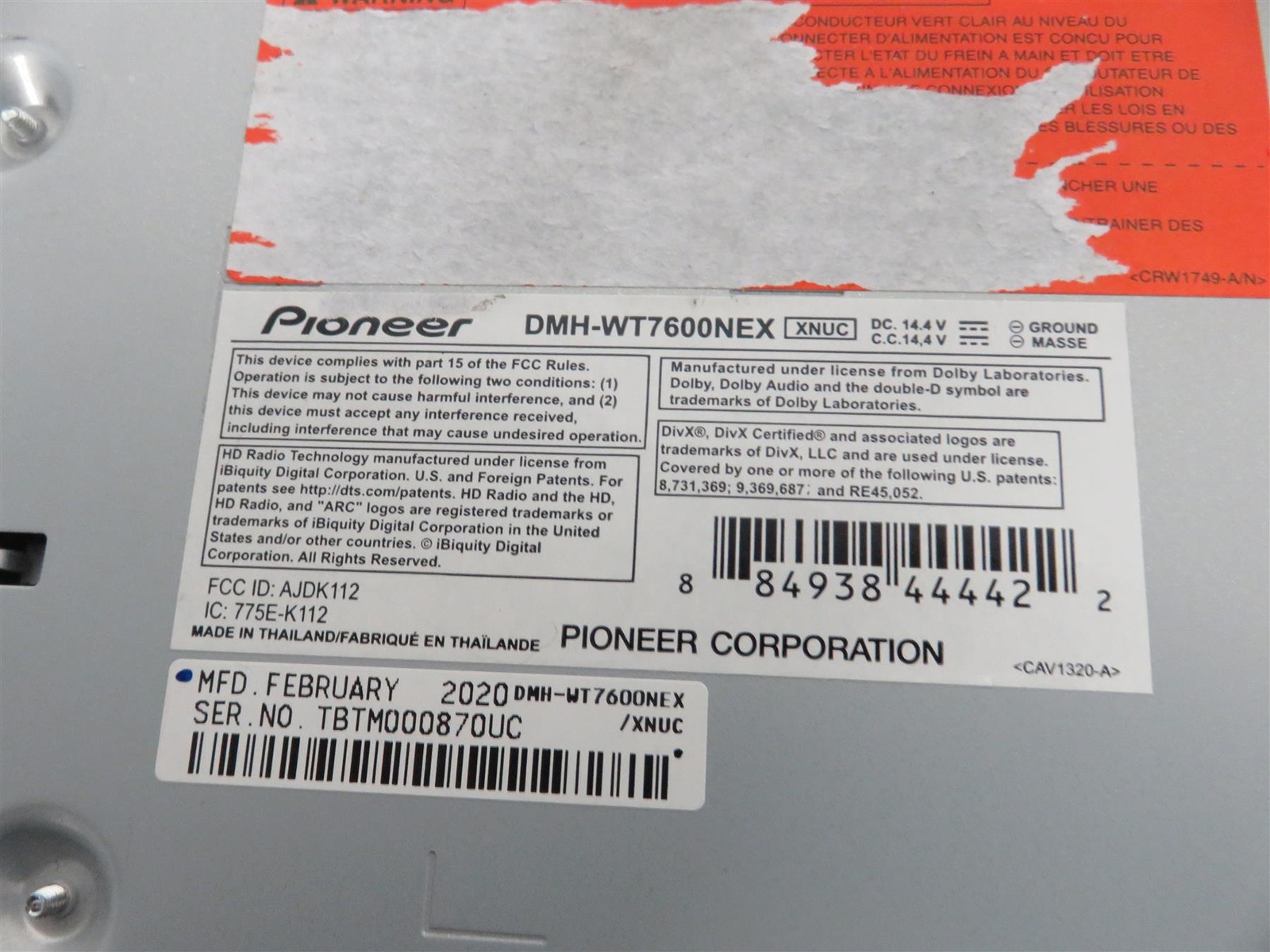 Pioneer DMH-WT7600NEX 1-Din Digital Multimedia Receiver – Free Shipping