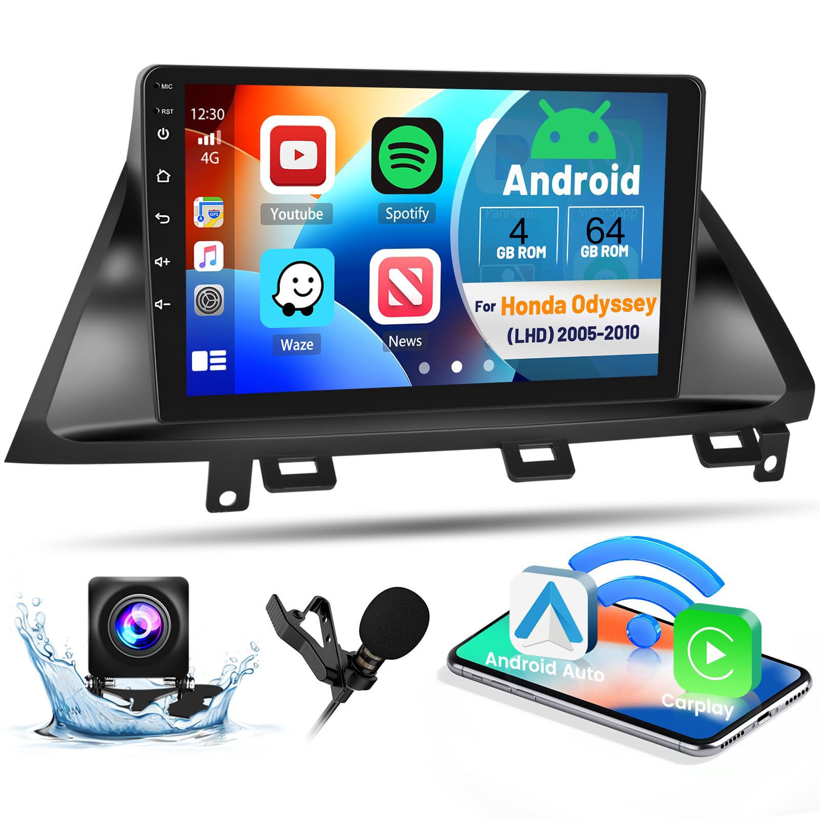 4Core 2G 64G CarPlay Stereo Radio Navi GPS 1280*800P For Honda Odyssey 2005-2010