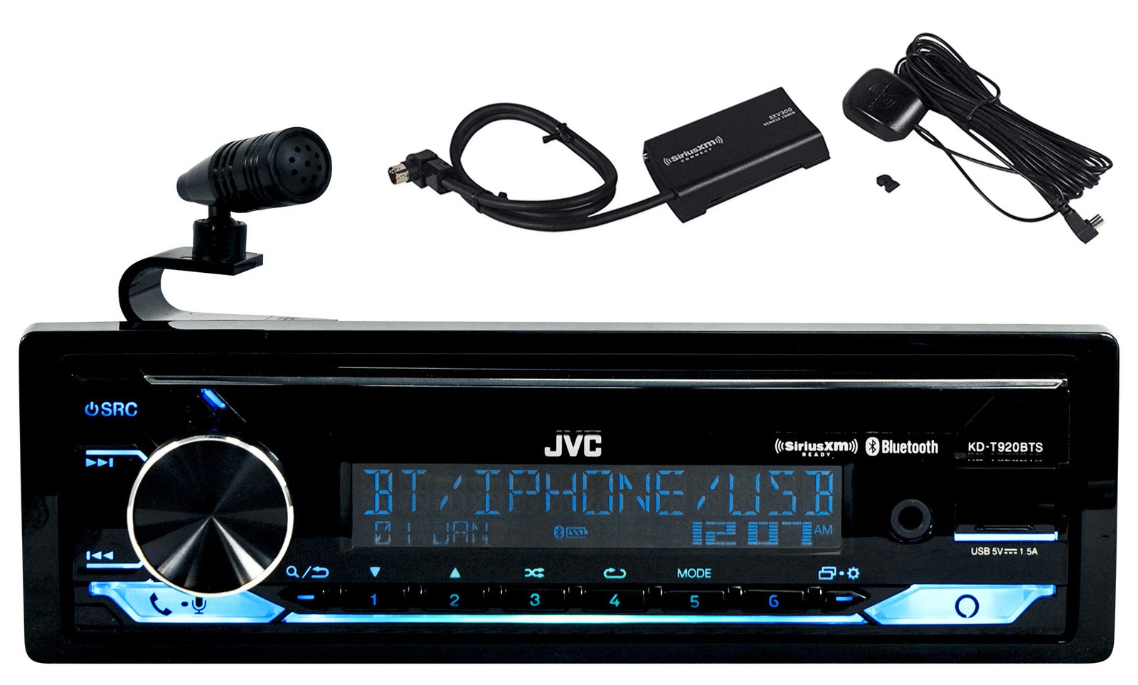 JVC KD-T920BTS Car Stereo CD Receiver Bluetooth/USB/Alexa/13-Band EQ/Sirius XM