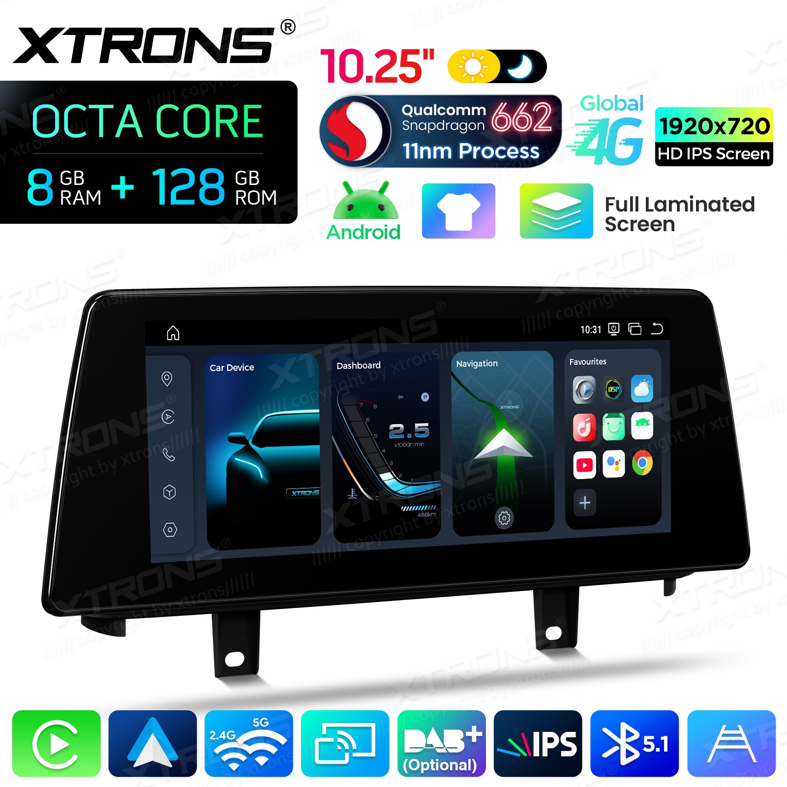 10.25″ Android 14 Car Stereo CarPlay 8+128G Retrofit For BMW X5 F15 X6 F16 NBT