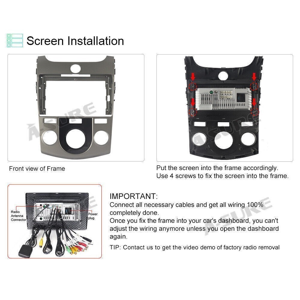 4+64G For KIA Forte 2010-2013 Car Stereo Radio Auto GPS Navi Carplay Screen