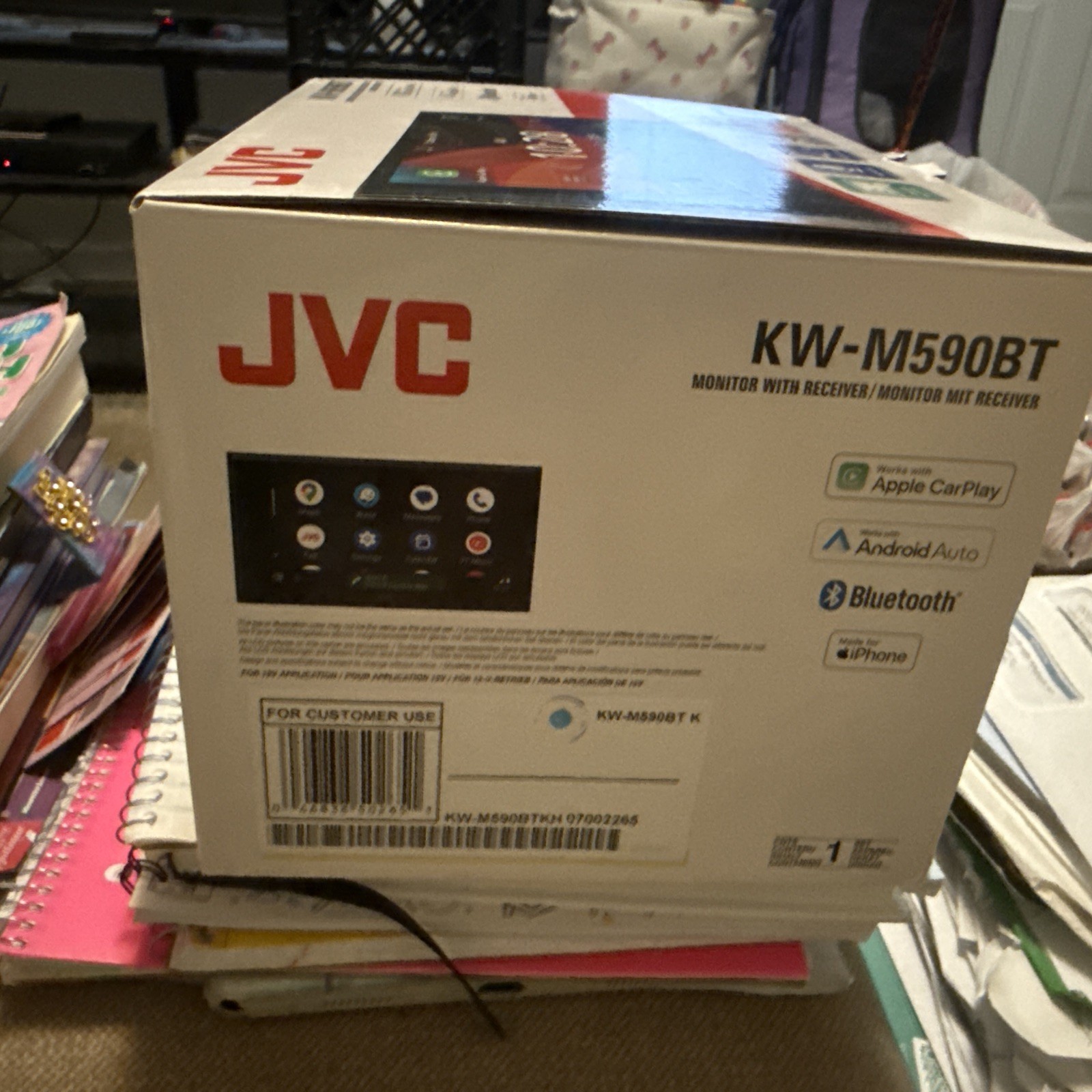 NEW JVC KW-M590BT, 2-DIN Digital Media Receiver, w/ Apple CarPlay & Android Auto