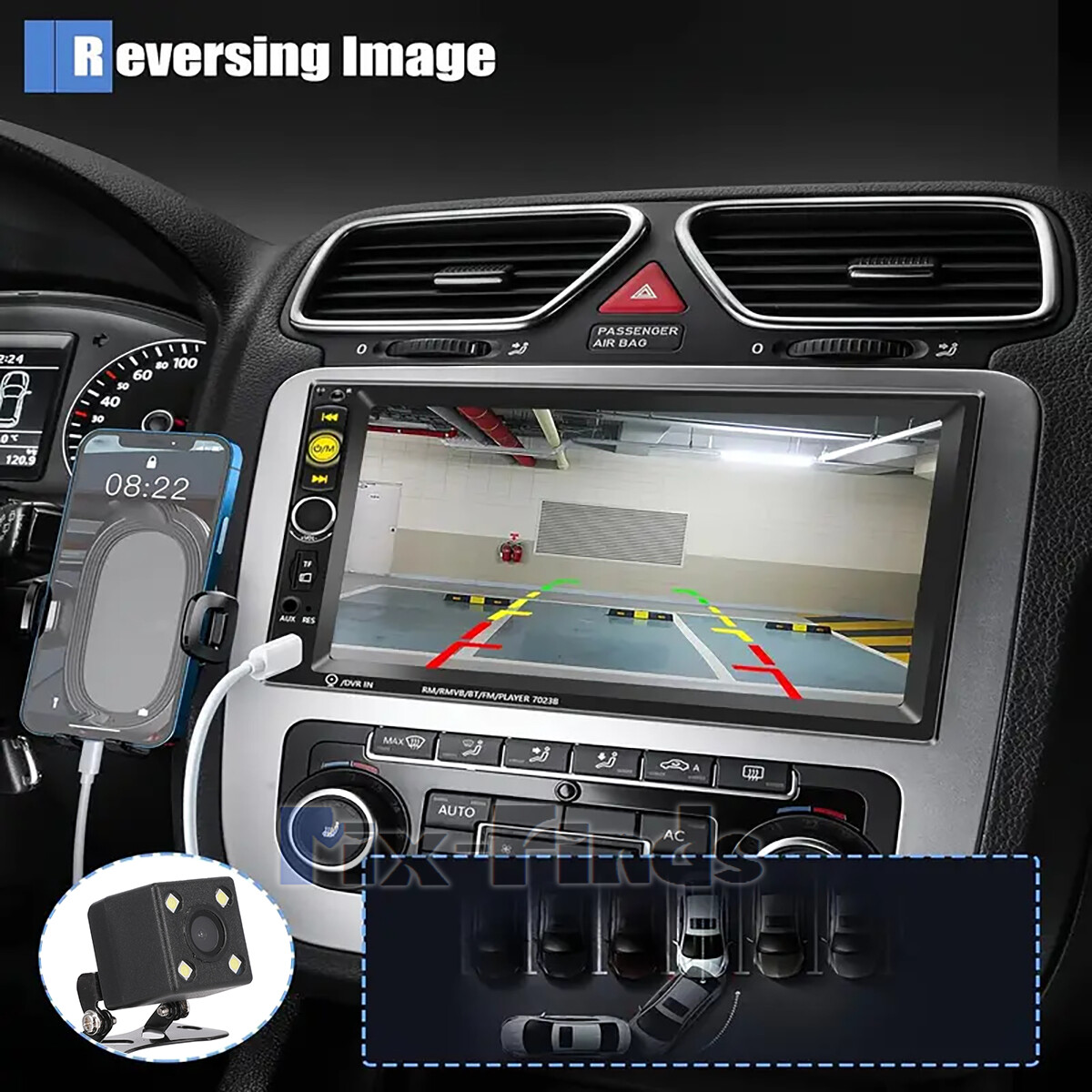Double Din 7″ Car Stereo Radio with Touch Screen GPS Navigation Bluetooth New