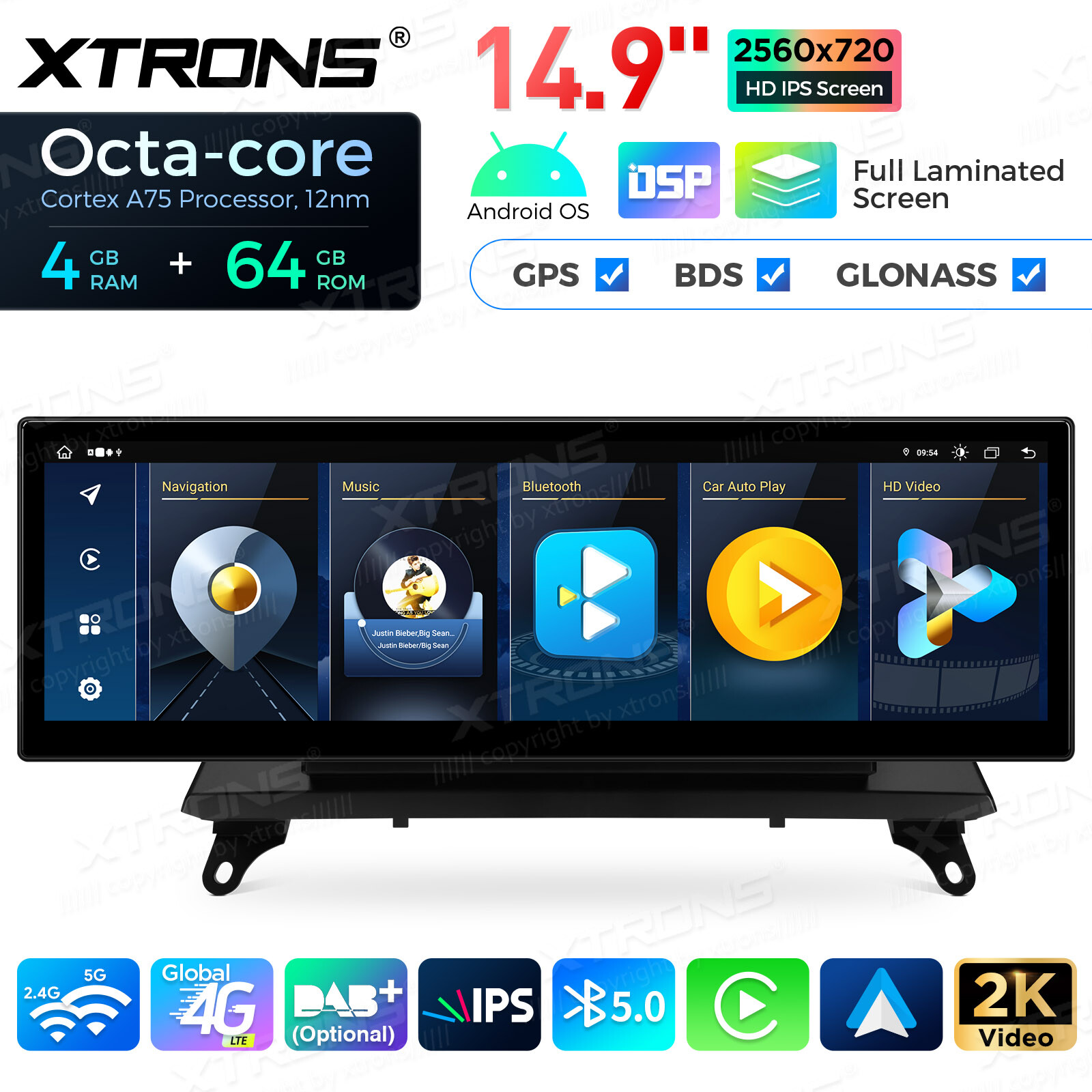 Android 14 Stereo for BMW X5 E70 X6 E71 14.9 inch Screen Wireless CarPlay 4G 64G