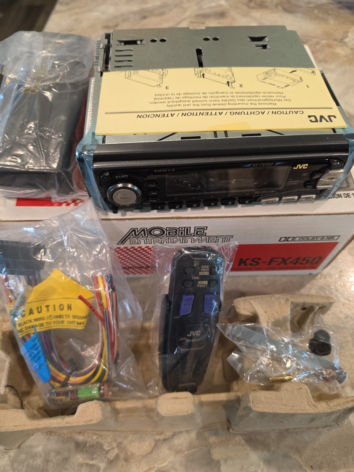 NOS JVC KS-FX450 Cassette Receiver Detachable Flip Face W Remote Cd Control