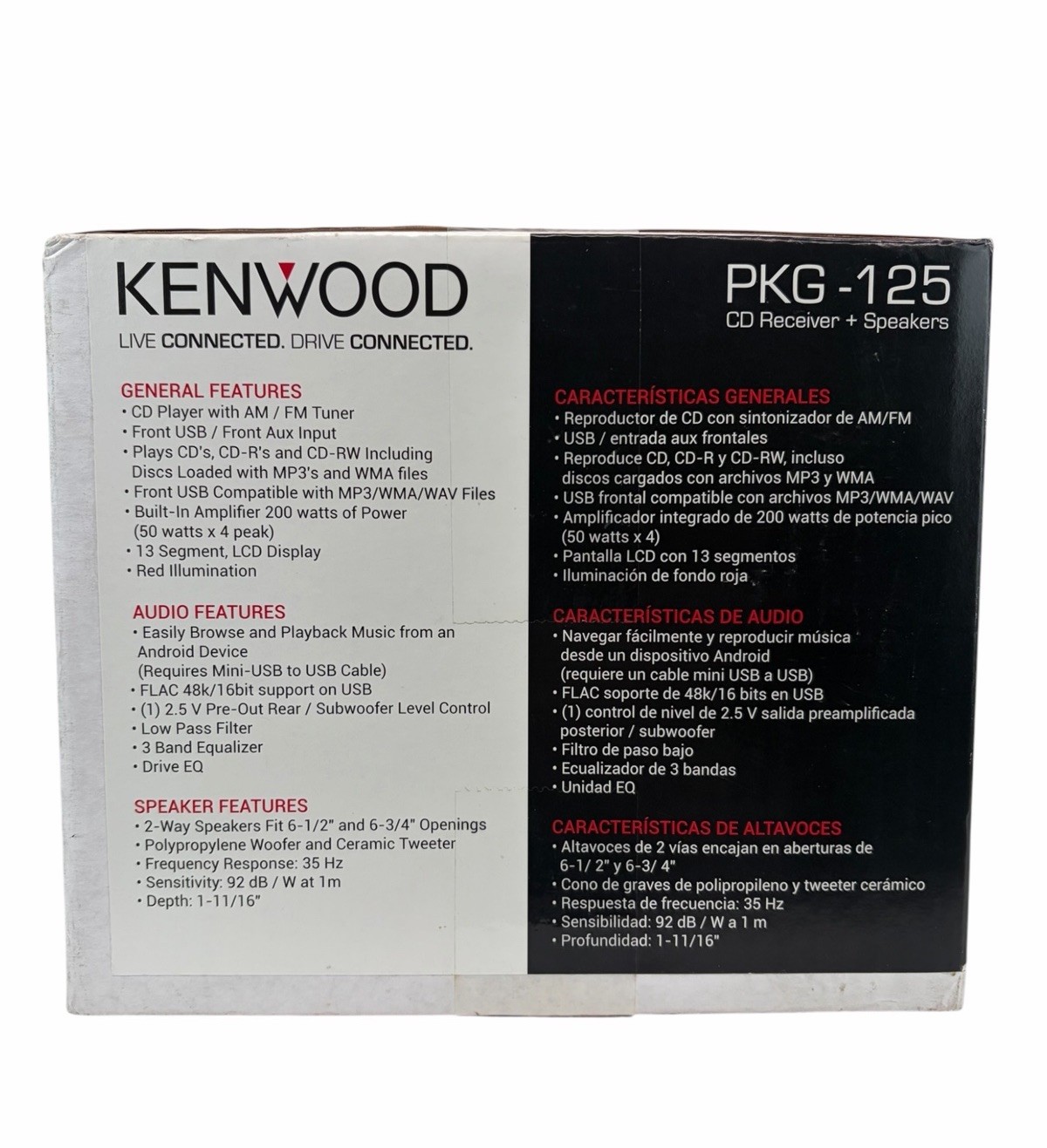 NEW SEALED~KENWOOD CD CAR STEREO 2 WAY 6.5” SPEAKERS ANDROID MUSIC PLAY PKG-125