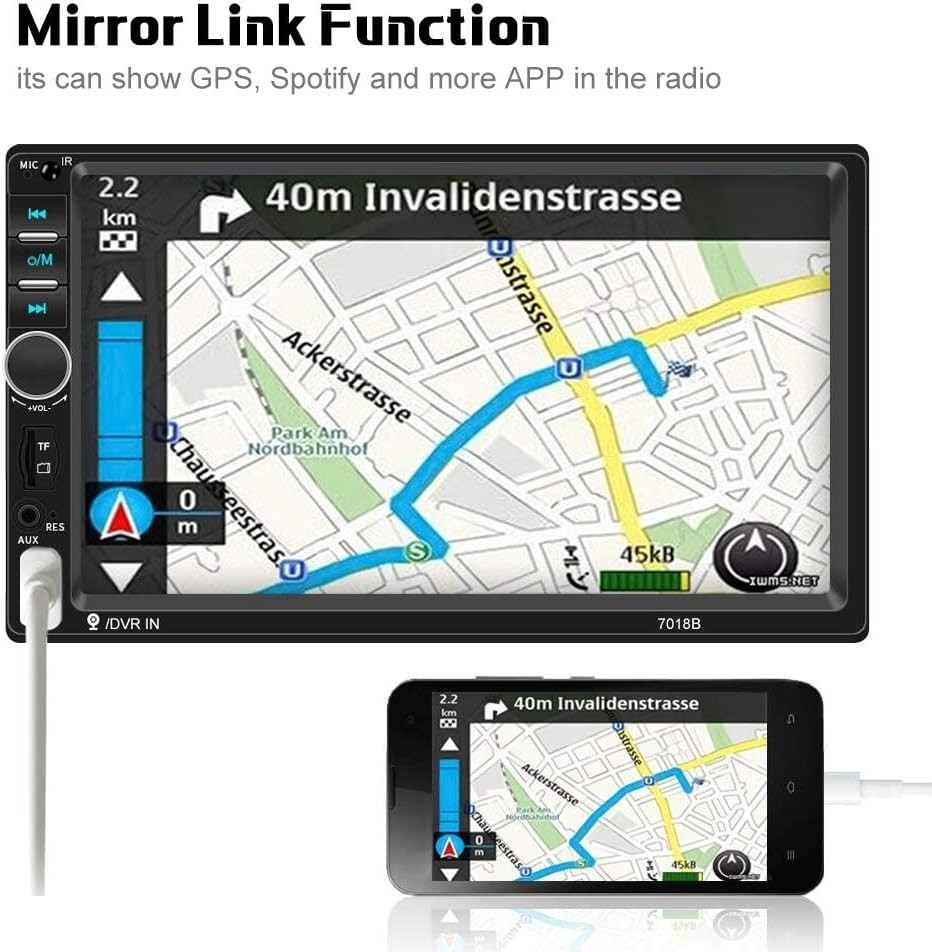 7″ Touchscreen Double Din Car Stereo with Bluetooth, DVR & Rear View Camera