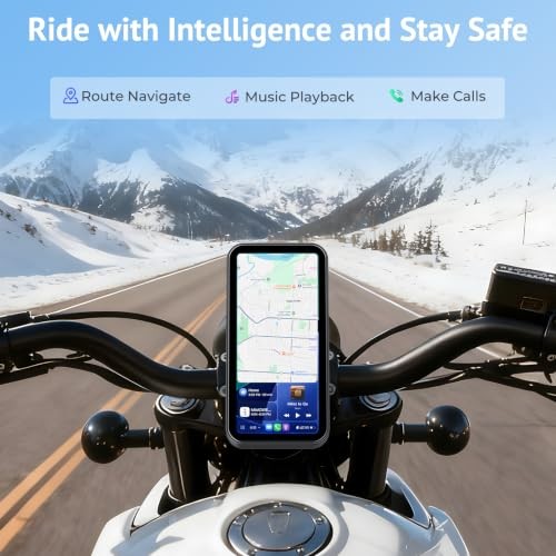 6.25″ Wireless Motorcycle CarPlay Screen with Android Auto,Built-in TPMS,IP67