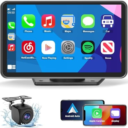 Wireless CarPlay Screen for Car, 7″ HD Portable Stereo Touchscreen with CAS02